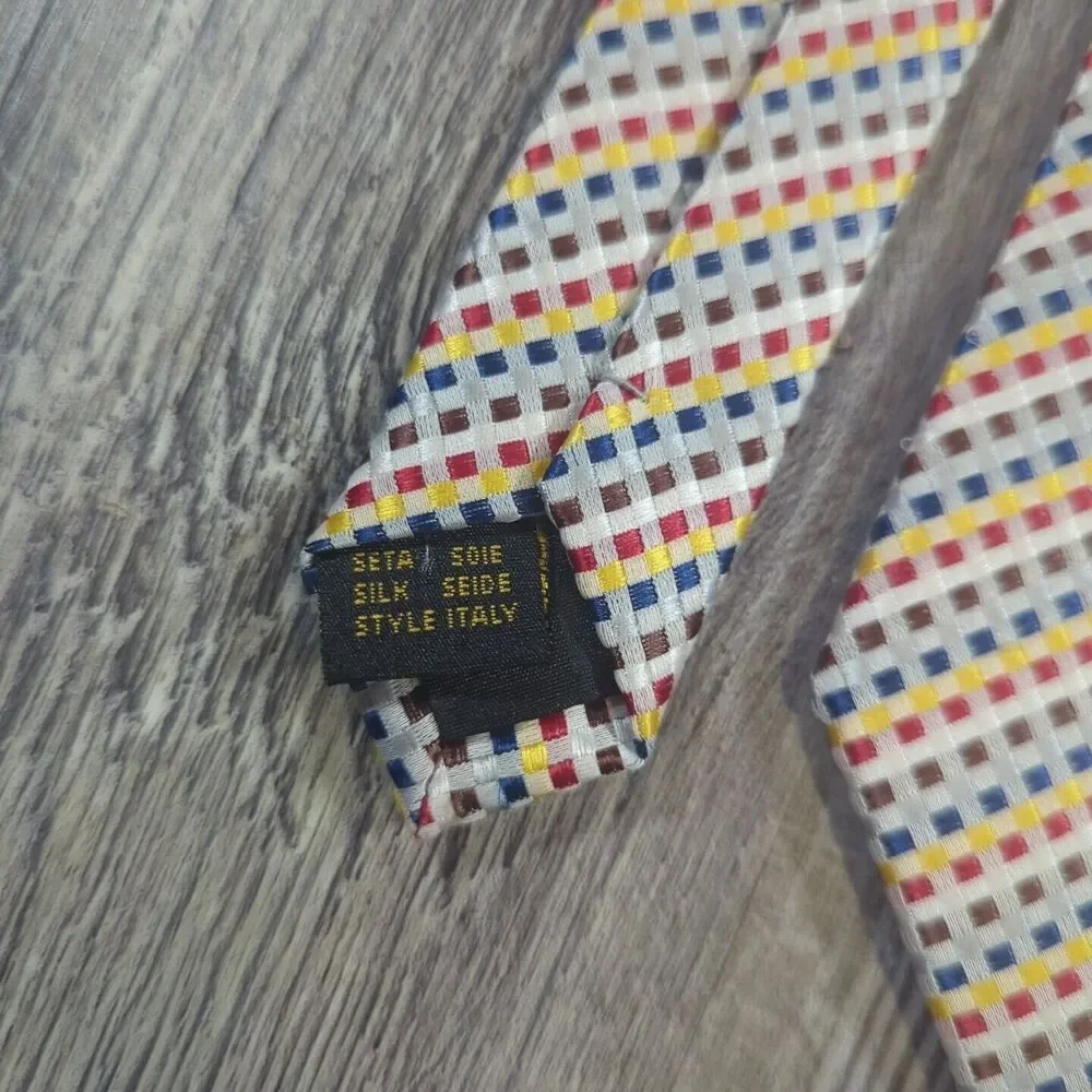 Ermenegildo Zegna Tie Men's Necktie Multicolor Geometric Silk Italy Modern